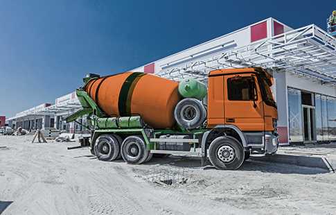 Cement truck at factory