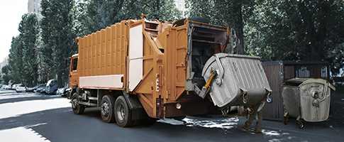 Waste truck making collection